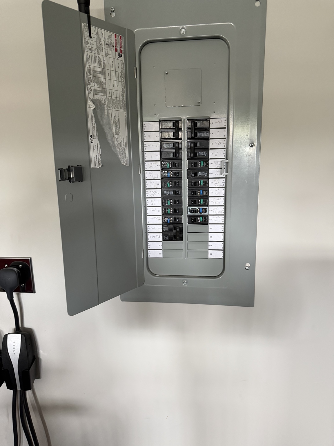 Tesla Wall Connector and electrical panel