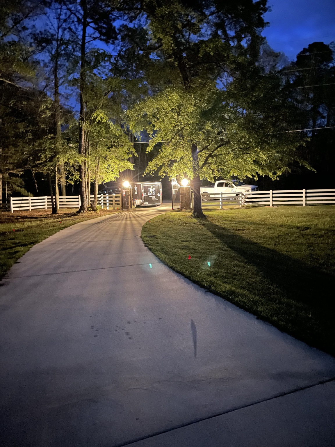 Driveway and property lighting at night