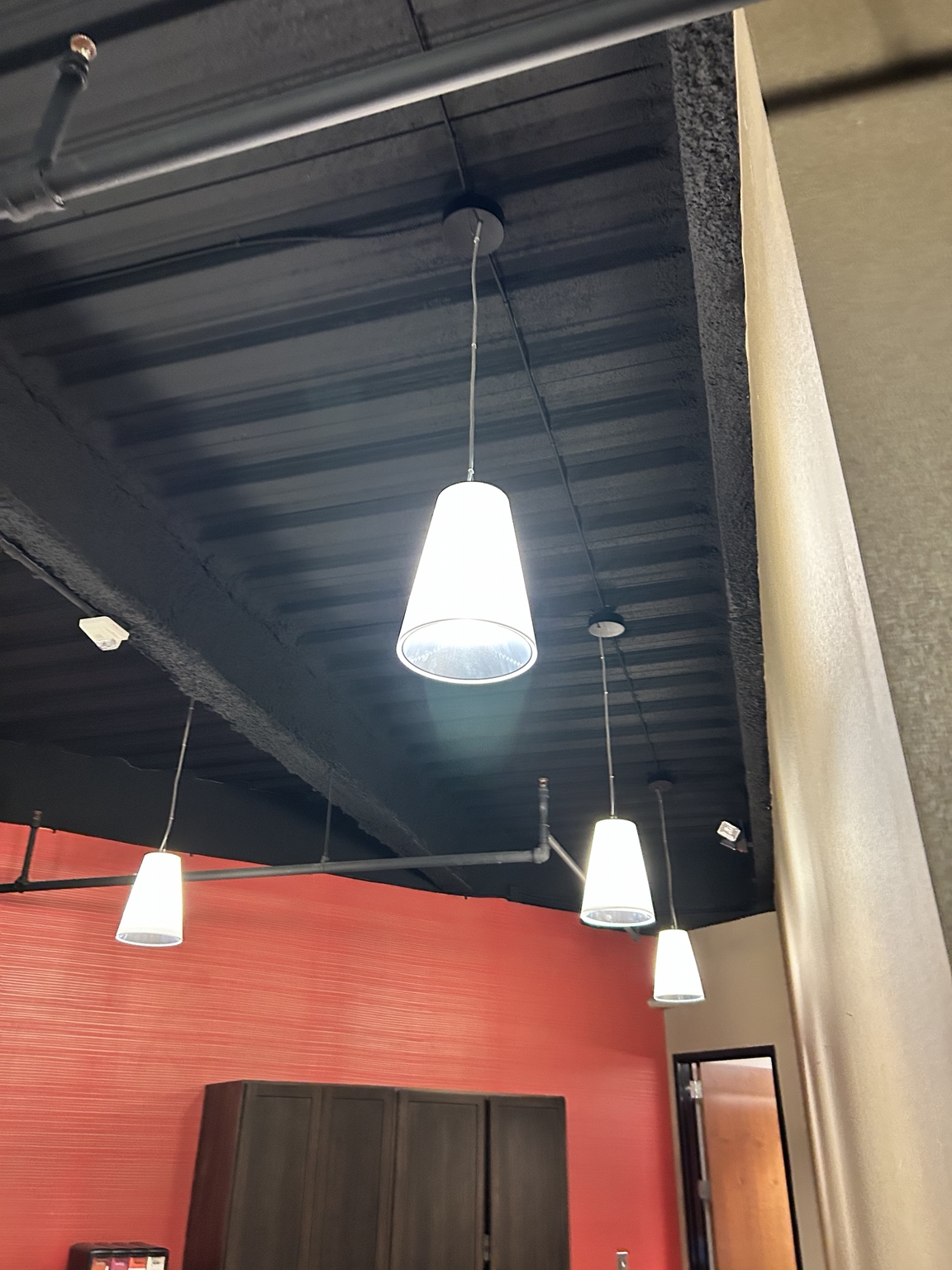Commercial pendant lighting installation