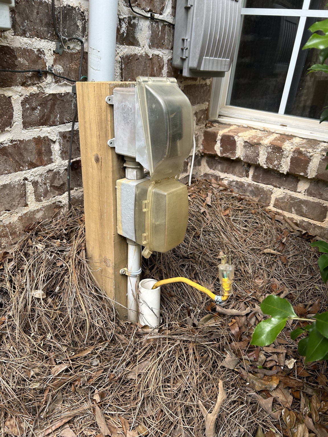 Outdoor electrical equipment inspected during troubleshooting service
